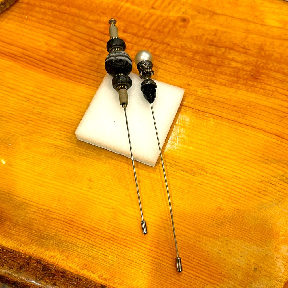 Vintage Silver multi beaded Blazer or Coat pins with closures..